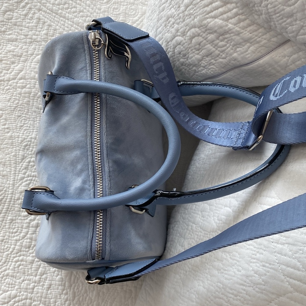 Juicy Couture Slate Blue Obsession Velour Satchel - Picture 5 of 13